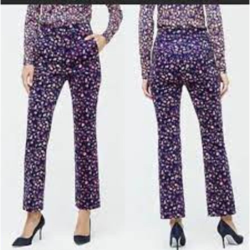 J. Crew Kickout Corduroy Pants Dotted Floral Pink Purple Maximalist Women 8